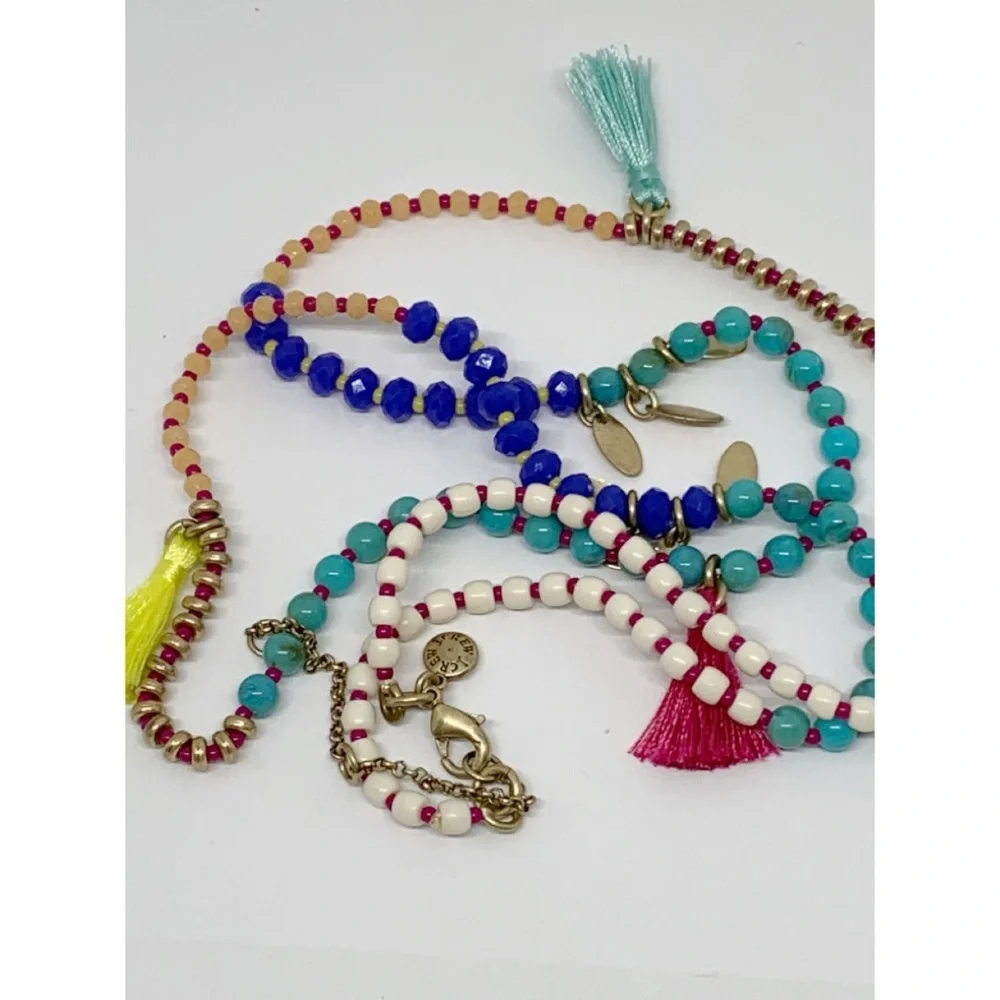 J. Crew Beaded Colorful Tassel Necklace